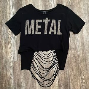 Metal Shredded Back Crop Top